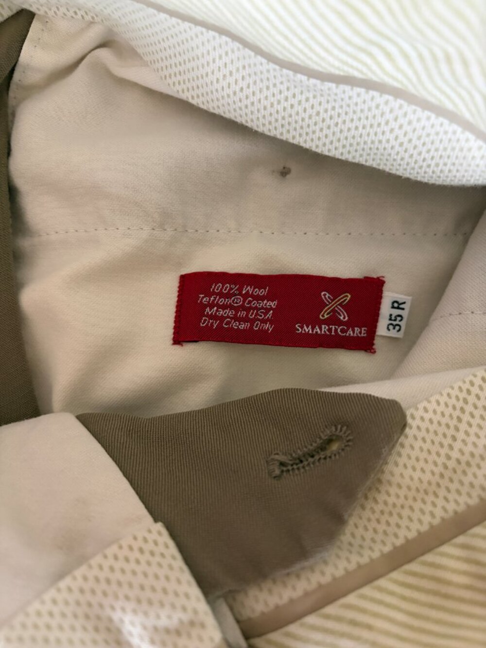 Vintage Wool Grandpa Trousers 35xR Beige Tan Pleated Dress Pants Made in USA - Picture 4 of 7